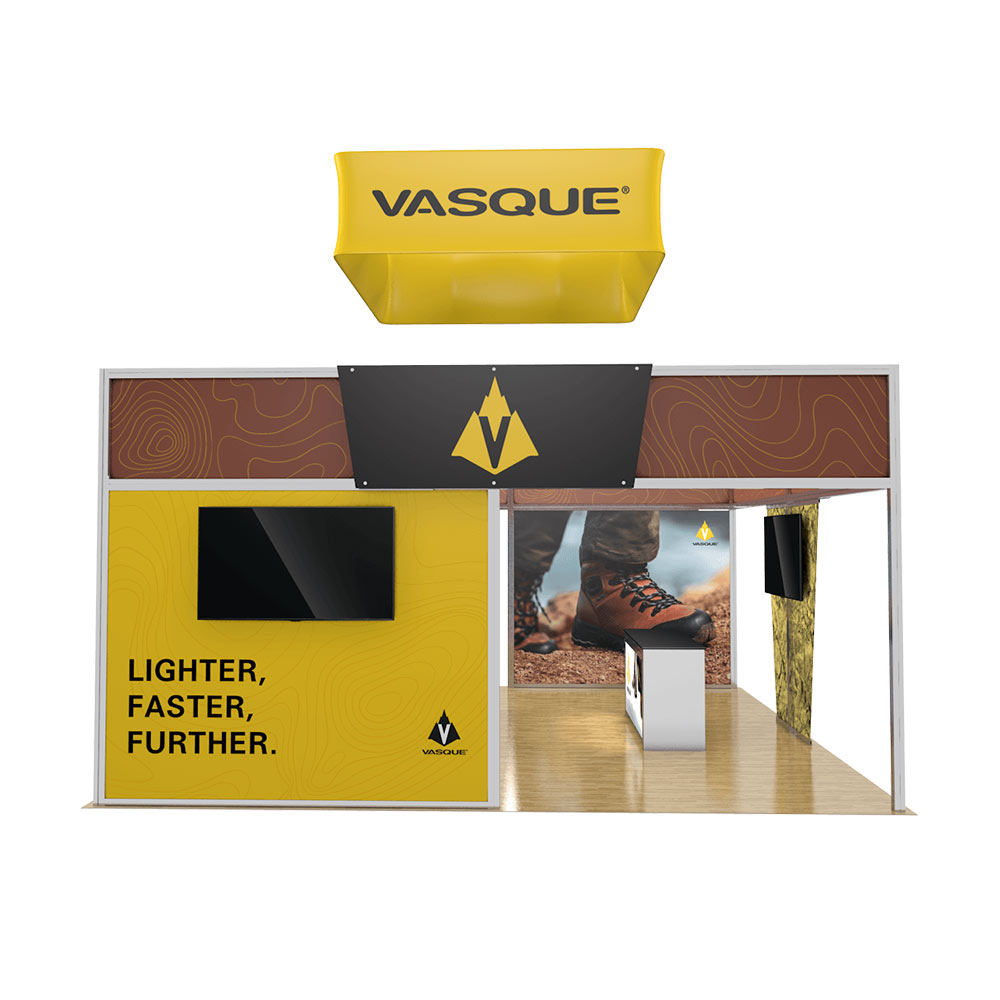 Front view of modular trade show booth for display Front view of modular trade show booth for display