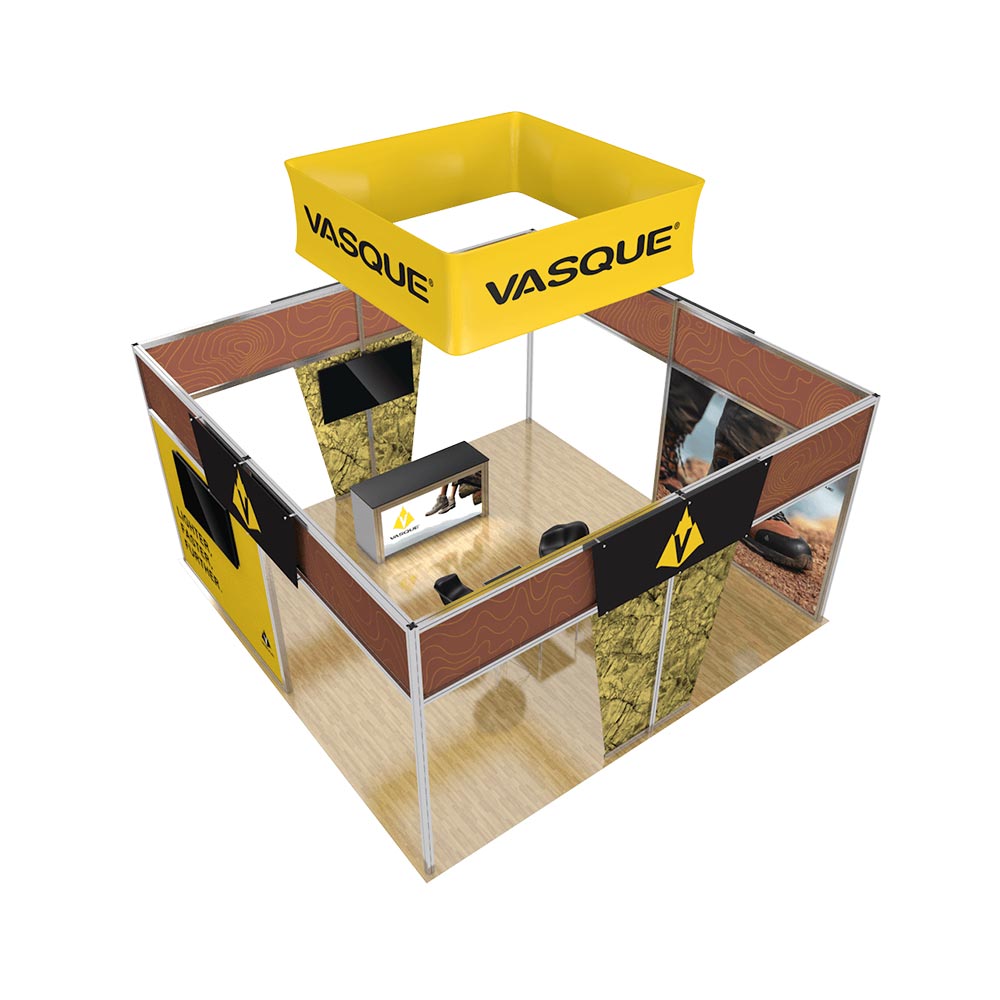 top‑down view of modular trade show booth